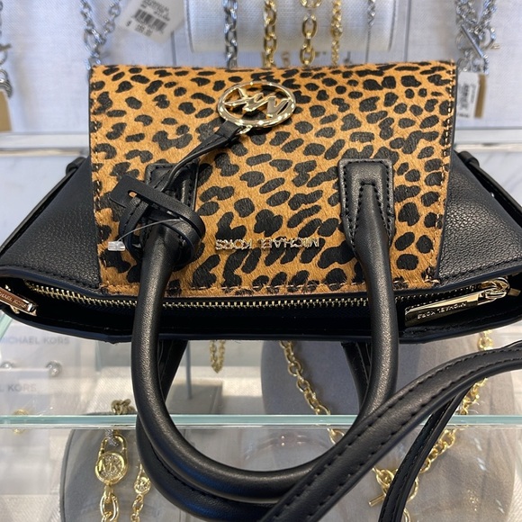 Michael Kors Avril Extra-Small Leather and Suede Satchel Crossbody Exotic Print - Picture 6 of 16